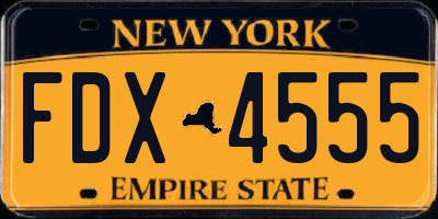 NY license plate FDX4555