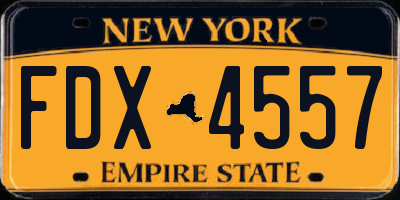 NY license plate FDX4557