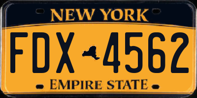 NY license plate FDX4562