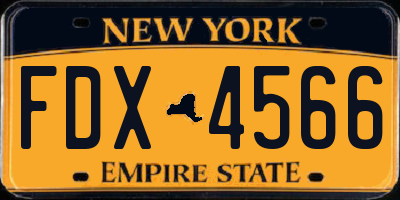 NY license plate FDX4566