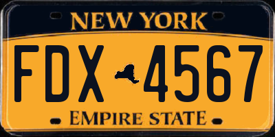 NY license plate FDX4567
