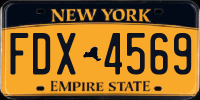 NY license plate FDX4569