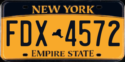 NY license plate FDX4572