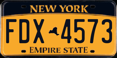NY license plate FDX4573