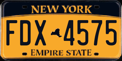 NY license plate FDX4575
