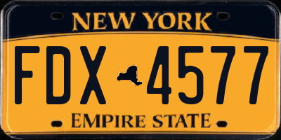 NY license plate FDX4577