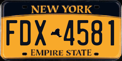 NY license plate FDX4581