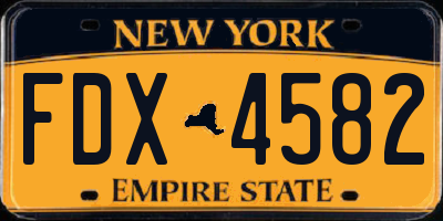 NY license plate FDX4582