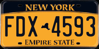 NY license plate FDX4593