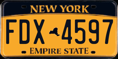 NY license plate FDX4597