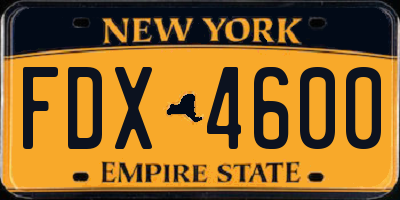 NY license plate FDX4600
