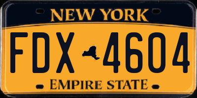 NY license plate FDX4604