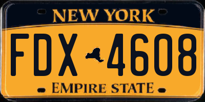 NY license plate FDX4608
