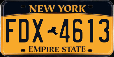 NY license plate FDX4613