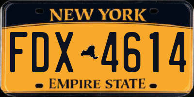 NY license plate FDX4614