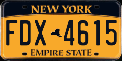 NY license plate FDX4615