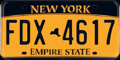 NY license plate FDX4617