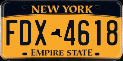 NY license plate FDX4618