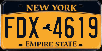 NY license plate FDX4619