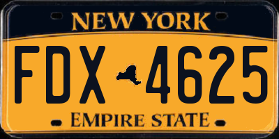 NY license plate FDX4625