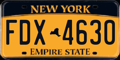 NY license plate FDX4630