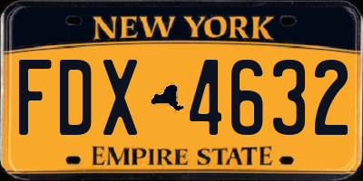 NY license plate FDX4632