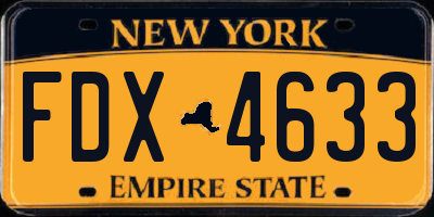 NY license plate FDX4633