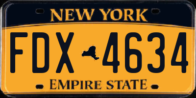NY license plate FDX4634