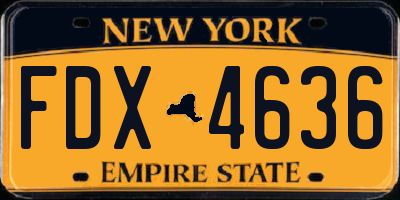 NY license plate FDX4636
