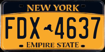 NY license plate FDX4637