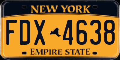 NY license plate FDX4638