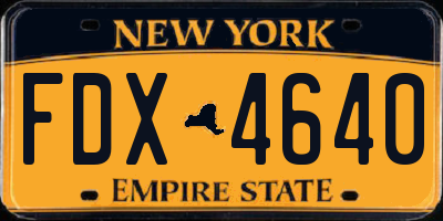NY license plate FDX4640
