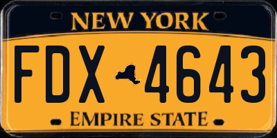 NY license plate FDX4643