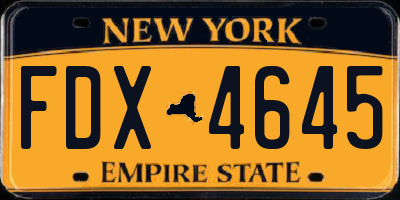 NY license plate FDX4645