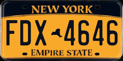 NY license plate FDX4646