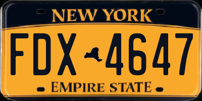 NY license plate FDX4647