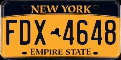 NY license plate FDX4648
