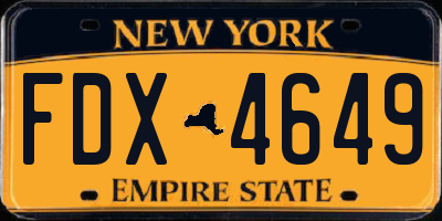 NY license plate FDX4649