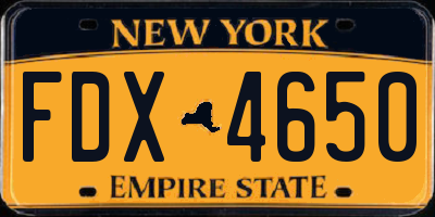 NY license plate FDX4650