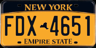 NY license plate FDX4651