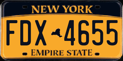 NY license plate FDX4655