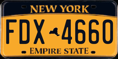 NY license plate FDX4660