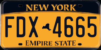 NY license plate FDX4665