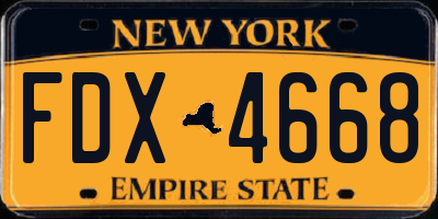 NY license plate FDX4668
