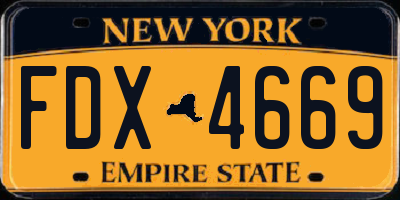 NY license plate FDX4669