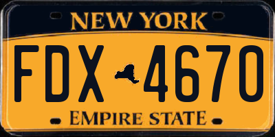 NY license plate FDX4670