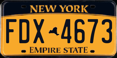 NY license plate FDX4673