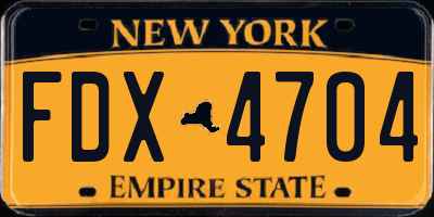NY license plate FDX4704