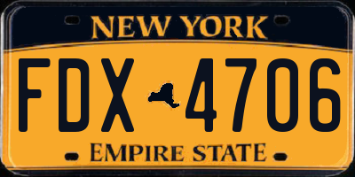 NY license plate FDX4706