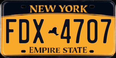 NY license plate FDX4707